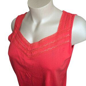 Avenue Womens Coral Lace Trim Tank Top Size 22/24 Sleeveless NWT JJ4080